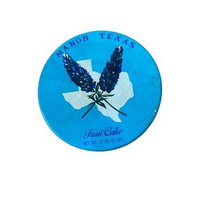 Vintage Manor Texas fruit cake round tin collectible advertising photo prop disp